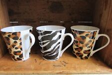 Set Of Three Animal Print Mugs 10cm H