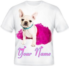 TOP Kids GIRLS Personalised Cute French Bulldog Puppy TUTU Dress T shirt!!