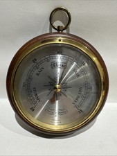 Comitti of London Barometer Made In England Round Wooden Brass 5” VGC Rare