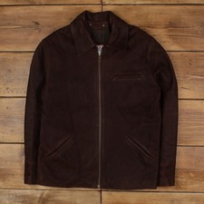 Vintage Route 66 Leather Jacket S Suede Car Coat Brown