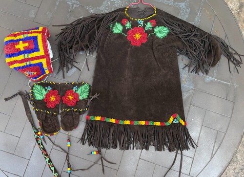 Native american leather beaded - leather,