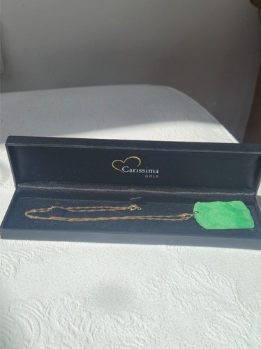 Yellow gold green jade - 9k,