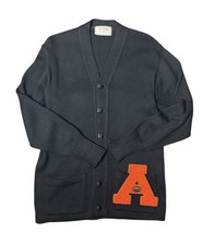 Vintage Revere Cardigan Sweater Size M Varsity LETTERMAN Academia 100% Wool 50s