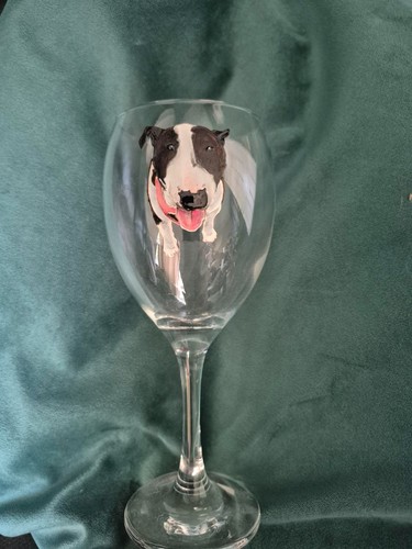 Bull terrier wine glass - terrier, glass,