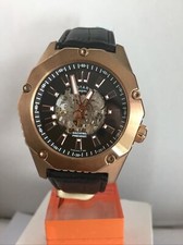 Rotary Men's Automatic Fusion Black Leather Strap Skeleton Watch - GS03602/A/04