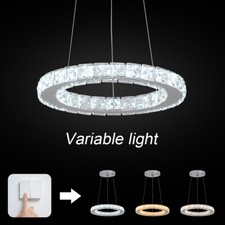 Crystal Ring Chandelier Modern Ceiling Light Pendant Light 3-Colors Living Room