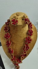 Red Gold Beaded Statement