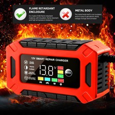 12V Smart Automatic Car Battery Charger Jump Starter Pulse Repair LCD Display