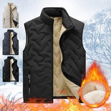 Men Warm Fleece Vest Body Warmer Waterproof Sleeveless Jacket Sherpa Lined Gilet