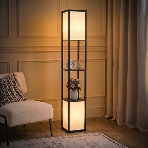 Homcom shelf floor lamp with - shelf,