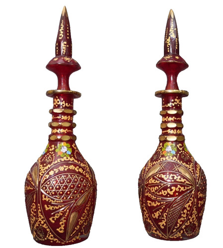 Pair antique bohemian ruby - bohemian,