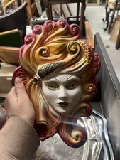 Very Large Vintage Chalkware Ceramic Retro Clown Wall Head 1960s 1970s Kitsch