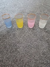 Vintage 50s60s Suger Frosted & Gilded Shot Glasses x4