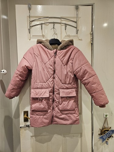Girls pink coat - coat, brown