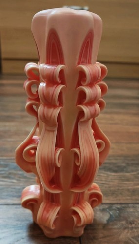 Handmade carved candles pink - handmade,