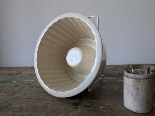 Vintage white ceramic jelly - vintage,
