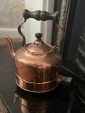 Vintage Electric Copper Kettle with Wooden Handle and Lid