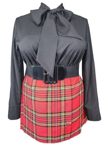 Black button front - front, pussybow