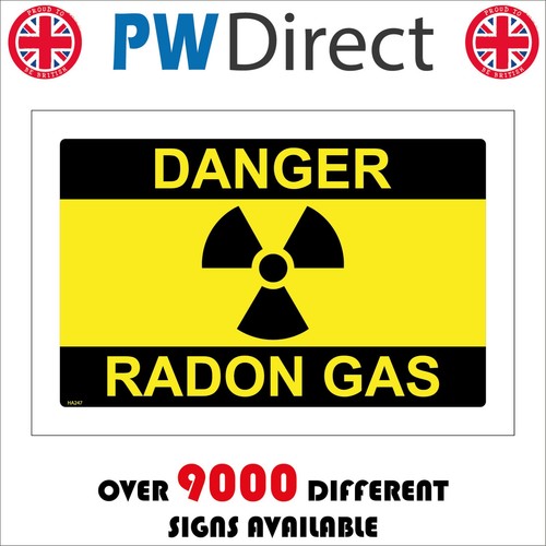 Sign danger radon gas - danger,
