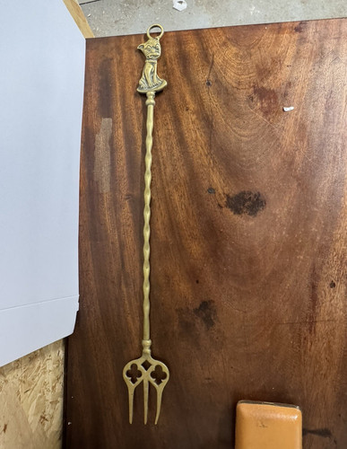 Brass toasting fork with - brass,