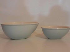2x NIGELLA LAWSON CERAMIC ROBIN EGG BLUE OVAL MIXING/ SERVING BOWLS - 8" & 6"