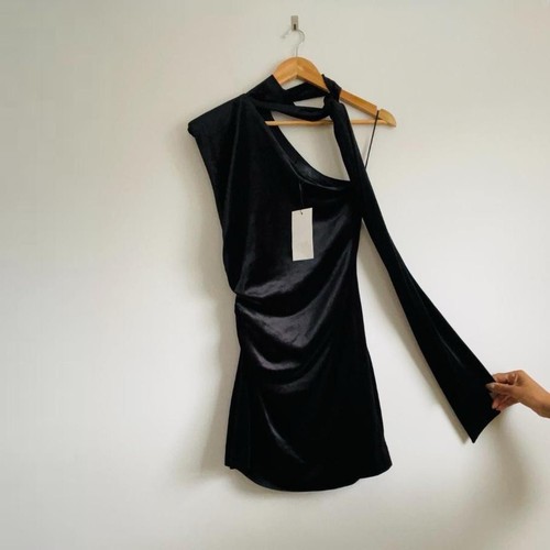 Zara black velvet mini - black,
