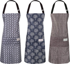 3 PCS Women Apron with Pockets Adjustable Cooking Aprons PVC Waterproof Kitchen 
