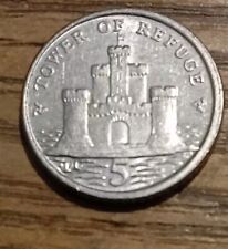 Rare 5p Coin Tower of Refuge Iom Coin Manx Currency Five Pence Low Mintage. 
