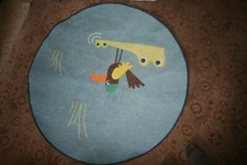 IKEA DJUNGELSKOG kids' children's rug blue/multi round 100cm - used