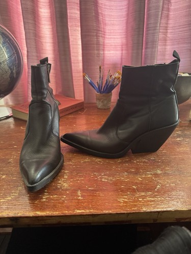 Zara black leather cowboy - zara,
