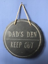 Dad's Den Hanging Slate Man Cave Sign