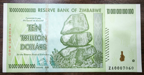 Zimbabwe trillion dollars - 10,