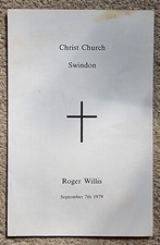 Funeral Order of Service for Roger Willis 7th September 1979 Mr Castrol