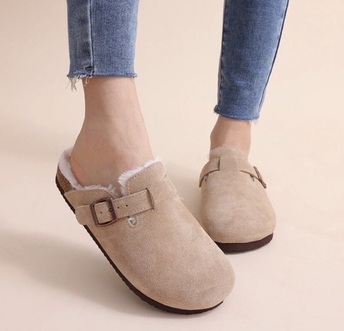 Suede clog slippers fluffy - suede,