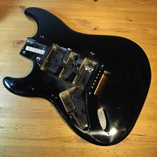Used 2020s Strat Style Left Handed Guitar Body Poplar Black Poly 25.5 Scale #18