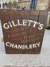Vintage Pine Cupboard sign written 'Gilletts Chandlery'
