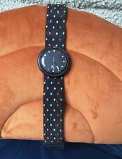 Rare 1989 Vintage Swatch Pop Watch, With Material Dotty Pattered Strap