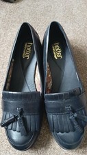 New Ladies Hotter Hamlet Black Leather Moccasin Loafers Size 4 1/2  Shoes 