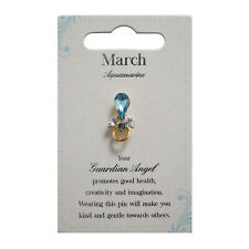 Guardian Angel March Birthstone Angel Pin With Gem Stone Sentimental Gift Idea