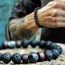 Men Women's Black Lava Stone