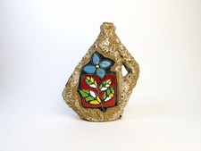 Vintage Marmaca Ricordo Di Sam Marino Lava Vase with Enamel Mid Century Flask