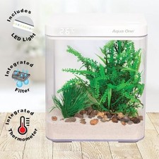 Aqua One Acrylic White Betta Sense 9.7L Fighter / Filter LCD Thermometer & Light