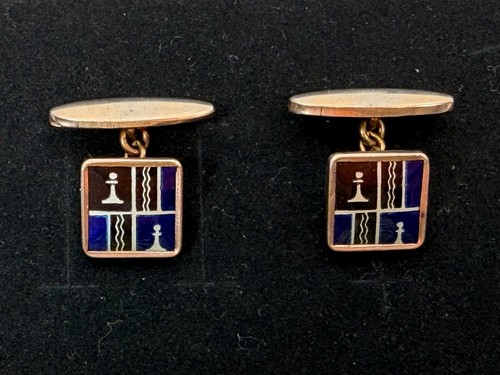 Vintage gilt enamel chess - enamel,