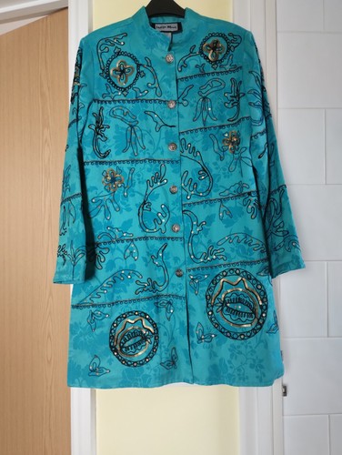 Indigo moon embroidered duster - indigo,