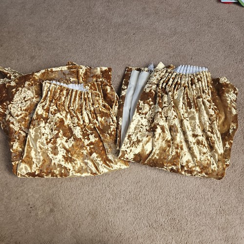 Gold velvet curtains lined - curtains,