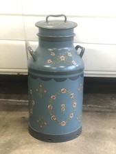 Hand Painted Large 40L Vintage Danish Milk Churn Folk Art Almin Patent DANALET