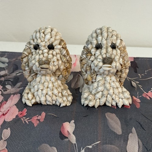 Vintage 70s seashell dog - seashell,