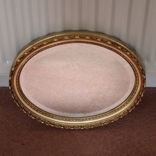 Vintage Morris Mirrors Oval Bevelled Edge Wall Mirror Ornate Gold Gilt Frame