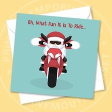Santa on a motorbike, Funny, Unusual Christmas Card