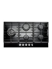 Teknix 90cm Gas Hob, 5 Burners with Wok, Black Glass – SCGH91B
